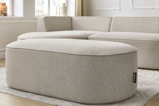 Canapé d'angle gauche avec pouf Rousseau - Beige
