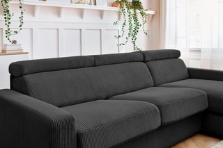 Canapé d'angle réversible convertible Monaco - Anthracite - Couchage 190 x 140 cm