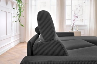 Canapé d'angle réversible convertible Monaco - Anthracite - Couchage 190 x 140 cm