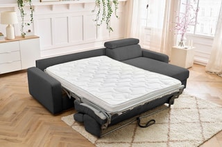 Canapé d'angle réversible convertible Monaco - Anthracite - Couchage 190 x 140 cm
