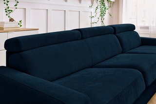 Canapé d'angle réversible convertible Monaco - Bleu marine - Couchage 190 x 140 cm