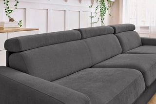 Canapé d'angle réversible convertible Monaco - Anthracite - Couchage 190 x 140 cm