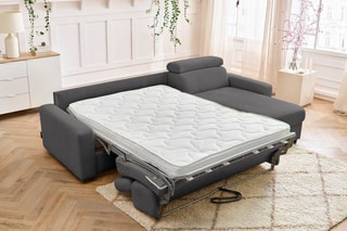 Canapé d'angle réversible convertible Monaco - Anthracite - Couchage 190 x 140 cm