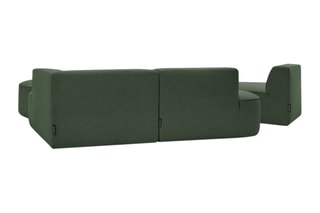 Canapé d'angle droit modulable avec chauffeuse et pouf Rousseau - Vert