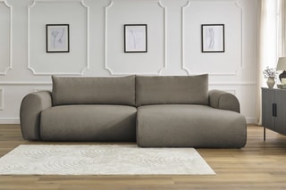Canapé d'angle droit convertible Lucien - Taupe - Couchage 250 x 150 cm