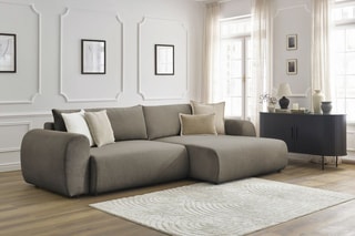 Canapé d'angle droit convertible Lucien - Taupe - Couchage 250 x 150 cm