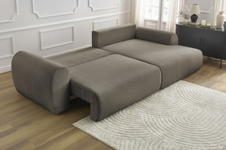 Canapé d'angle droit convertible Lucien - Taupe - Couchage 250 x 150 cm