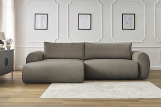 Canapé d'angle gauche convertible Lucien - Taupe - Couchage 250 x 150 cm