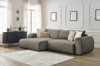 Canapé d'angle gauche convertible Lucien - Taupe - Couchage 250 x 150 cm