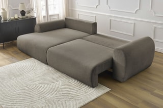 Canapé d'angle gauche convertible Lucien - Taupe - Couchage 250 x 150 cm
