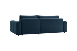 Canapé d'angle réversible convertible avec pouf Arsene - Bleu - Couchage 135 x 232 cm