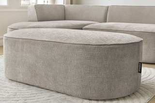 Canapé d'angle gauche avec pouf Rousseau - Beige