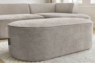 Canapé d'angle droit avec pouf Rousseau - Beige