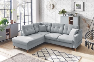 Canapé d'angle gauche convertible Sweden - Gris - Couchage 130 x 200 cm