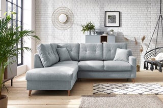 Canapé d'angle gauche convertible Sweden - Gris - Couchage 130 x 200 cm