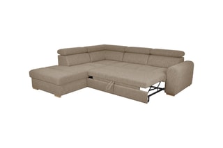 Canapé d'angle gauche convertible Armand - Taupe - Couchage 198 x 127 cm