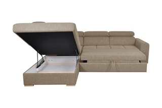 Canapé d'angle gauche convertible Armand - Taupe - Couchage 198 x 127 cm