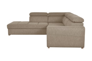 Canapé d'angle gauche convertible Armand - Taupe - Couchage 198 x 127 cm