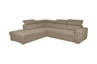 Canapé d'angle gauche convertible Armand - Taupe - Couchage 198 x 127 cm