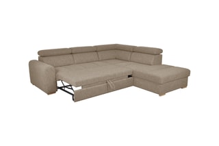 Canapé d'angle droit convertible Armand - Taupe - Couchage 198 x 127 cm