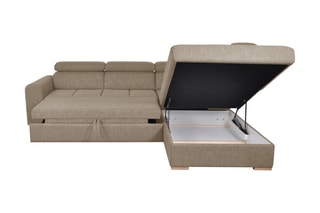 Canapé d'angle droit convertible Armand - Taupe - Couchage 198 x 127 cm