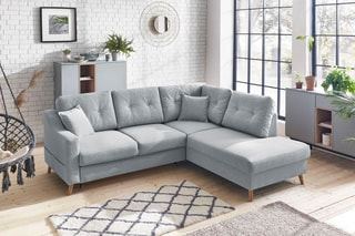 Canapé d'angle droit convertible Sweden - Gris - Couchage 130 x 200 cm