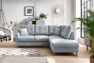 Canapé d'angle droit convertible Sweden - Gris - Couchage 130 x 200 cm