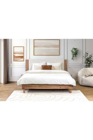 Lit Lior - Beige et imitation bois