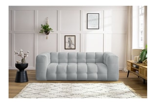 Canapé droit Cloud - Gris clair - 3 places - Toucher velours