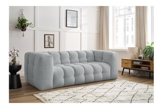 Canapé droit Cloud - Gris clair - 3 places - Toucher velours