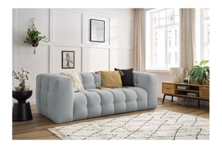 Canapé droit Cloud - Gris clair - 3 places - Toucher velours