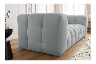 Canapé droit Cloud - Gris clair - 3 places - Toucher velours