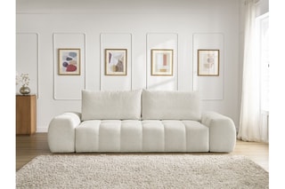 Canapé droit convertible Everest - Blanc - 3 places - En polyester - Couchage 153 x 197 cm