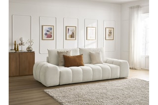Canapé droit convertible Everest - Blanc - 3 places - En polyester - Couchage 153 x 197 cm