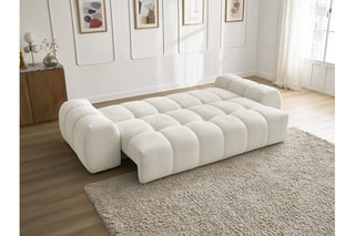 Canapé droit convertible Everest - Blanc - 3 places - En polyester - Couchage 153 x 197 cm
