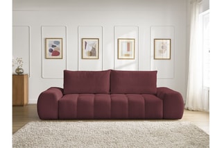 Canapé droit convertible Everest - Rouge - 3 places - En polyester - Couchage 153 x 197 cm