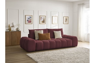 Canapé droit convertible Everest - Rouge - 3 places - En polyester - Couchage 153 x 197 cm