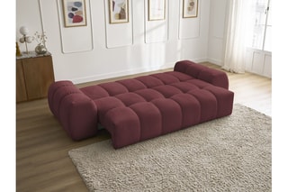 Canapé droit convertible Everest - Rouge - 3 places - En polyester - Couchage 153 x 197 cm