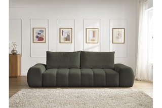 Canapé droit convertible Everest - Vert foncé - 3 places - En polyester - Couchage 153 x 197 cm