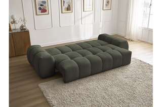 Canapé droit convertible Everest - Vert foncé - 3 places - En polyester - Couchage 153 x 197 cm