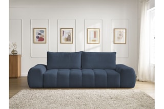Canapé droit convertible Everest - Bleu foncé - 3 places - En polyester - Couchage 153 x 197 cm
