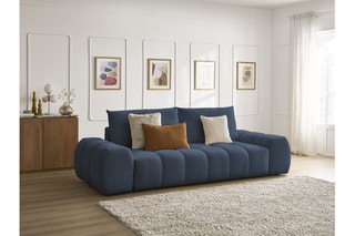Canapé droit convertible Everest - Bleu foncé - 3 places - En polyester - Couchage 153 x 197 cm