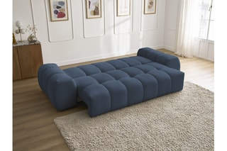 Canapé droit convertible Everest - Bleu foncé - 3 places - En polyester - Couchage 153 x 197 cm