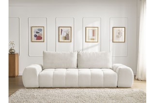 Canapé droit convertible Everest - Blanc - 3 places - En polyester - Couchage 153 x 197 cm