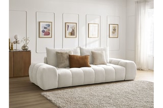 Canapé droit convertible Everest - Blanc - 3 places - En polyester - Couchage 153 x 197 cm