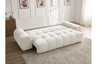 Canapé droit convertible Everest - Blanc - 3 places - En polyester - Couchage 153 x 197 cm