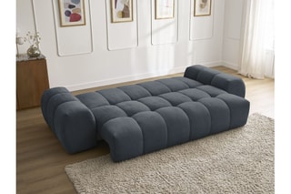 Canapé droit convertible Everest - Bleu foncé - 3 places - En polyester - Couchage 197 x 153 cm