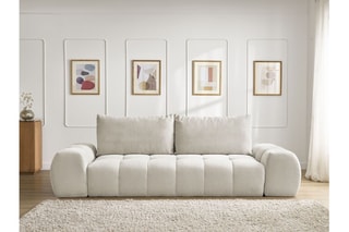 Canapé droit convertible Everest - Beige - 3 places - En polyester - Couchage 197 x 153 cm