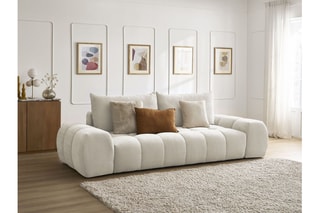 Canapé droit convertible Everest - Beige - 3 places - En polyester - Couchage 197 x 153 cm