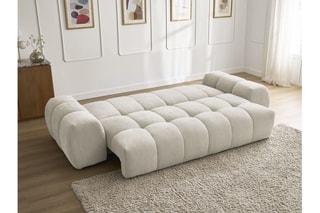 Canapé droit convertible Everest - Beige - 3 places - En polyester - Couchage 197 x 153 cm